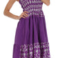 Sakkas Sequin Embroidered Smocked Bodice Knee Length Dress