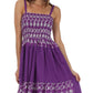 Sakkas Sequin Embroidered Smocked Bodice Knee Length Dress