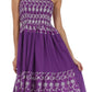 Sakkas Sequin Embroidered Smocked Bodice Knee Length Dress