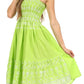 Sakkas Sequin Embroidered Smocked Bodice Knee Length Dress