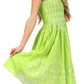 Sakkas Sequin Embroidered Smocked Bodice Knee Length Dress