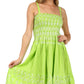 Sakkas Sequin Embroidered Smocked Bodice Knee Length Dress