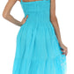 Sakkas Sequin Embroidered Smocked Bodice Knee Length Dress