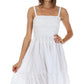 Sakkas Sequin Embroidered Smocked Bodice Knee Length Dress