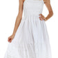 Sakkas Sequin Embroidered Smocked Bodice Knee Length Dress