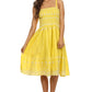 Sakkas Sequin Embroidered Smocked Bodice Knee Length Dress