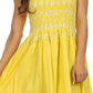 Sakkas Sequin Embroidered Smocked Bodice Knee Length Dress