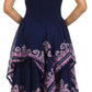 Sakkas Batik Smocked Bodice Handkerchief Hem Dress