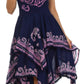 Sakkas Batik Smocked Bodice Handkerchief Hem Dress