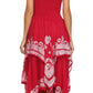Sakkas Batik Smocked Bodice Handkerchief Hem Dress