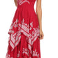 Sakkas Batik Smocked Bodice Handkerchief Hem Dress