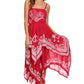 Sakkas Batik Smocked Bodice Handkerchief Hem Dress