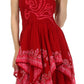 Sakkas Batik Smocked Bodice Handkerchief Hem Dress