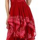 Sakkas Batik Smocked Bodice Handkerchief Hem Dress