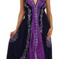 Sakkas Serenity Embroidered Batik Halter Dress