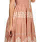 Sakkas Gigi Boho Sleeveless Smocked Waist Embroidered Mid-Length Batik Dress