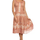 Sakkas Gigi Boho Sleeveless Smocked Waist Embroidered Mid-Length Batik Dress