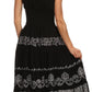 Sakkas Gigi Boho Sleeveless Smocked Waist Embroidered Mid-Length Batik Dress