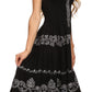 Sakkas Gigi Boho Sleeveless Smocked Waist Embroidered Mid-Length Batik Dress