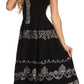 Sakkas Gigi Boho Sleeveless Smocked Waist Embroidered Mid-Length Batik Dress