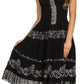 Sakkas Gigi Boho Sleeveless Smocked Waist Embroidered Mid-Length Batik Dress