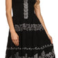 Sakkas Gigi Boho Sleeveless Smocked Waist Embroidered Mid-Length Batik Dress