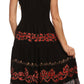 Sakkas Gigi Boho Sleeveless Smocked Waist Embroidered Mid-Length Batik Dress