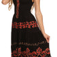 Sakkas Gigi Boho Sleeveless Smocked Waist Embroidered Mid-Length Batik Dress