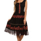 Sakkas Gigi Boho Sleeveless Smocked Waist Embroidered Mid-Length Batik Dress