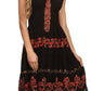 Sakkas Gigi Boho Sleeveless Smocked Waist Embroidered Mid-Length Batik Dress