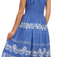 Sakkas Gigi Boho Sleeveless Smocked Waist Embroidered Mid-Length Batik Dress