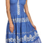 Sakkas Gigi Boho Sleeveless Smocked Waist Embroidered Mid-Length Batik Dress
