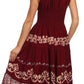 Sakkas Gigi Boho Sleeveless Smocked Waist Embroidered Mid-Length Batik Dress
