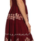 Sakkas Gigi Boho Sleeveless Smocked Waist Embroidered Mid-Length Batik Dress