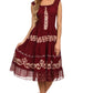 Sakkas Gigi Boho Sleeveless Smocked Waist Embroidered Mid-Length Batik Dress