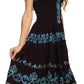 Sakkas Gigi Boho Sleeveless Smocked Waist Embroidered Mid-Length Batik Dress