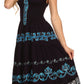 Sakkas Gigi Boho Sleeveless Smocked Waist Embroidered Mid-Length Batik Dress