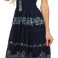 Sakkas Gigi Boho Sleeveless Smocked Waist Embroidered Mid-Length Batik Dress