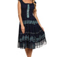Sakkas Gigi Boho Sleeveless Smocked Waist Embroidered Mid-Length Batik Dress