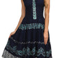 Sakkas Gigi Boho Sleeveless Smocked Waist Embroidered Mid-Length Batik Dress