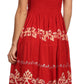 Sakkas Gigi Boho Sleeveless Smocked Waist Embroidered Mid-Length Batik Dress