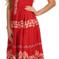 Sakkas Gigi Boho Sleeveless Smocked Waist Embroidered Mid-Length Batik Dress