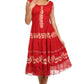 Sakkas Gigi Boho Sleeveless Smocked Waist Embroidered Mid-Length Batik Dress