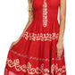 Sakkas Gigi Boho Sleeveless Smocked Waist Embroidered Mid-Length Batik Dress