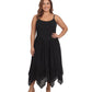 Sakkas Rayon Embroidered Stonewashed Adjustable Spaghetti Straps Long Dress