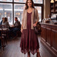 Sakkas Rayon Embroidered Stonewashed Adjustable Spaghetti Straps Long Dress