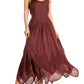 Sakkas Rayon Embroidered Stonewashed Adjustable Spaghetti Straps Long Dress