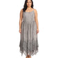 Sakkas Rayon Embroidered Stonewashed Adjustable Spaghetti Straps Long Dress