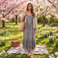 Sakkas Rayon Embroidered Stonewashed Adjustable Spaghetti Straps Long Dress
