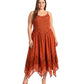 Sakkas Rayon Embroidered Stonewashed Adjustable Spaghetti Straps Long Dress